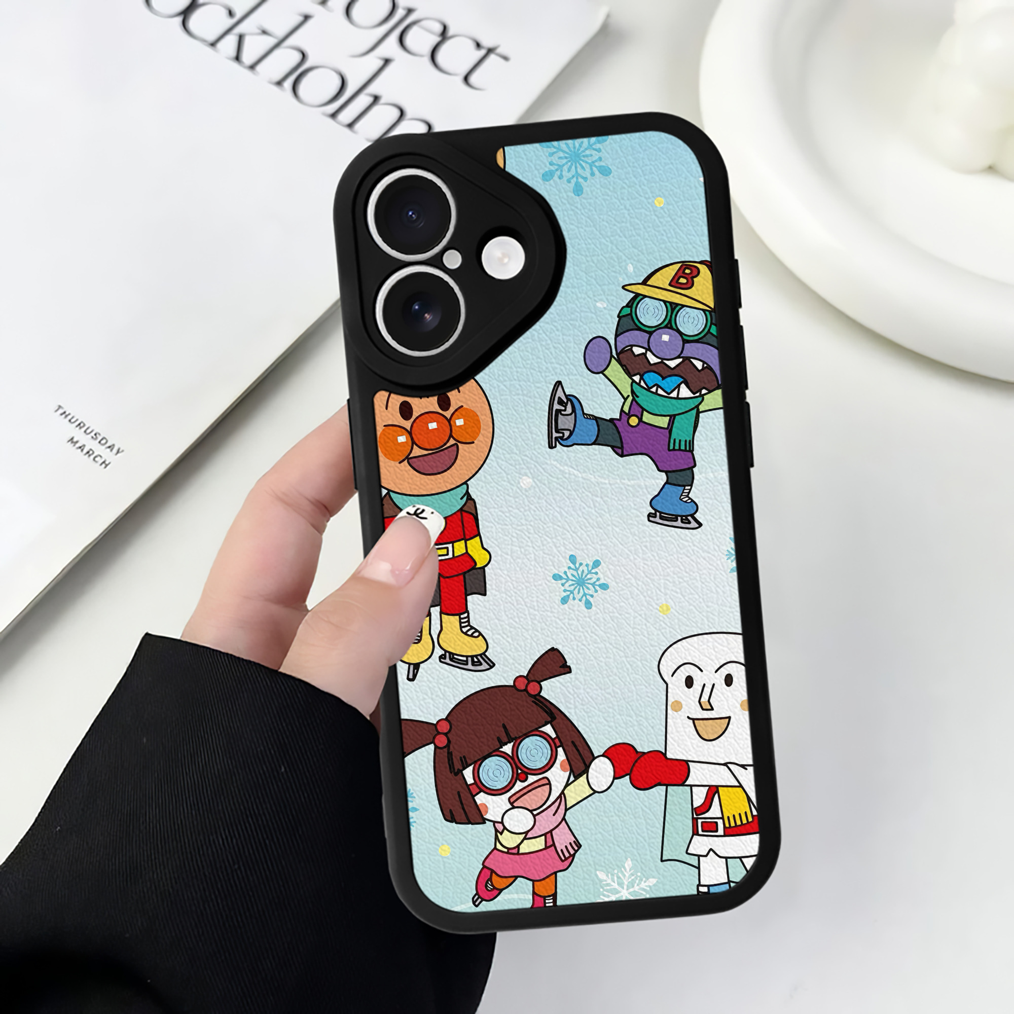 （画像用） アンパンマン Anpanman 【iPhone 16シリーズ対応】シリコンスマホケース（レザー調） 材質：シリコン